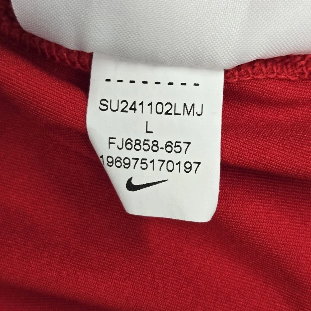 Nike Boy Shirt L Red Dri-Fit Nike Pro Center Swoosh Logo Slim Short Sleeve